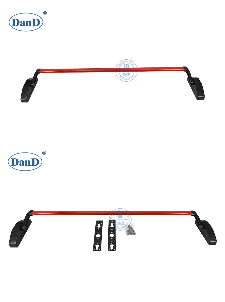 Commercial Door Hardware Lock Push Bar European Panic Bar Black Red Rod Traditional Steel Material Cross Bar Type Emergency Exit Device Panic Bar