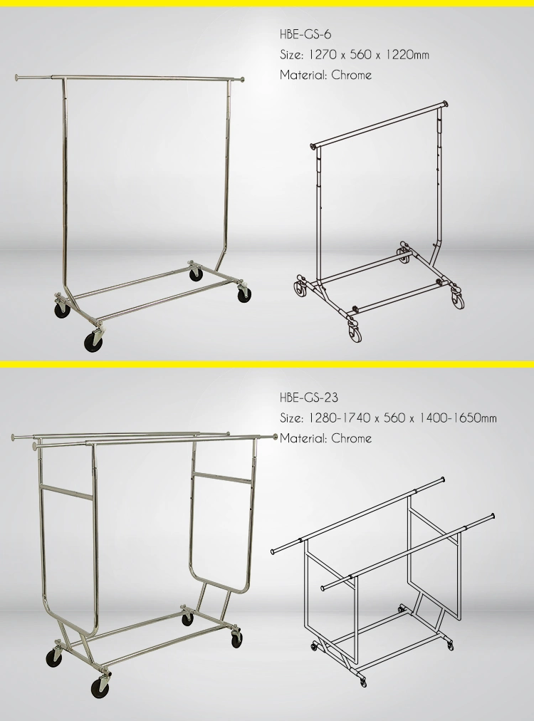 New Design Combination Double Rail Rolling Garment Clothing Rack